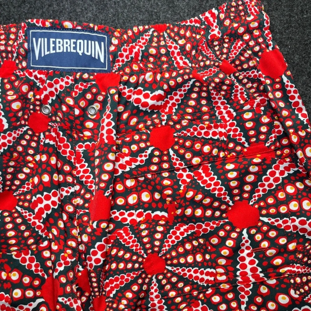 Vilebrequin Swim Shorts Mens L Red NWT Okorise Geometric Starburst Trunks